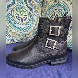 Barbour Women's Marina Buckle Black Leather Boots size UK 7/ US 9